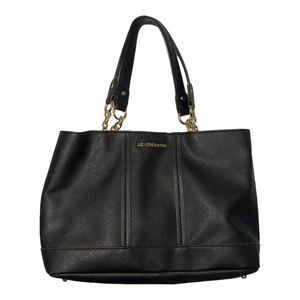 Liz Claiborne Black Faux Leather Shoulder Handbag Purse Double Handle